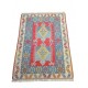 Tapis Bleu Pastel et Rouge, Kilim Turc Rectangulaire S23