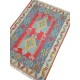 Tapis Bleu Pastel et Rouge, Kilim Turc Rectangulaire S23