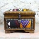 Grande boîte à bijoux décorée de kilim artisanal jaune et noir Isios