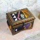 Grande boîte à bijoux décorée de kilim artisanal jaune et noir Isios