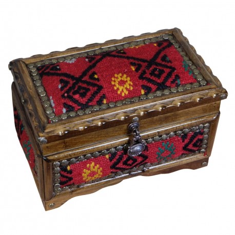 Coffret Déco en Noyer et Kilim Rouge Gamios par KaravaneSerail