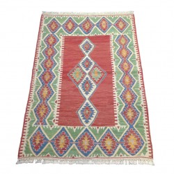 Tapis oriental vert et rouge S22