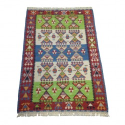 Tapis Kilim aux Couleurs Flashy Vert Pomme, Rouge, Bleu... S27