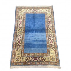 Tapis velours bleu et beige Oushak (Turquie) S02