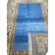 Tapis velours bleu et beige Oushak (Turquie) S02