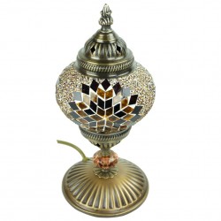 Lampe mosaïque à poser marron Isnun, décoration ethnique chic