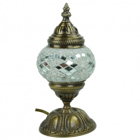 Petite lampe orientale en mosaïque blanche Jaria, décoration bohème