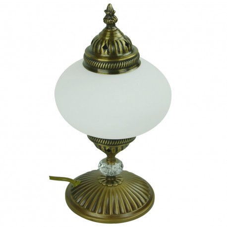 Lampe orientale de salon en verre dépoli et laiton Cynia