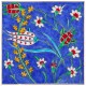 Carreau en faïence bleu d'Iznik Dilara 20x20 avec motifs floraux orientaux