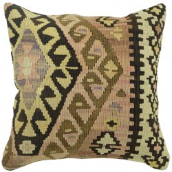 Coussin ethnique vintage en kilim décoratif Kolon C089