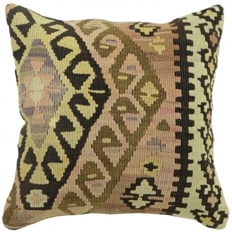 Coussin ethnique vintage en kilim décoratif Kolon C089