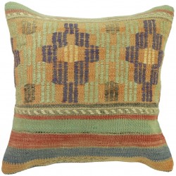 Coussin kilim bohème aux couleurs pastel vintage Kolon C094