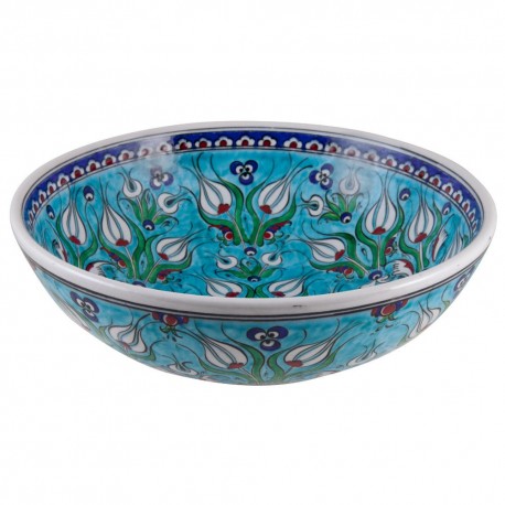 Cadeau chic, bol turquoise oriental design Derya 20cm en céramique ottomane