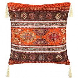 Coussin ethnique Kapadokia orange et marron