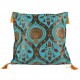 Housse de coussin turquoise exotique Cilicia, déco bohème