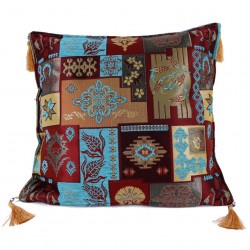 Coussin patchwork Pisidia turquoise