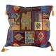 Coussin patchwork design oriental bleu Pisidia