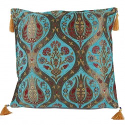 Coussin à fleurs Ionia turquoise