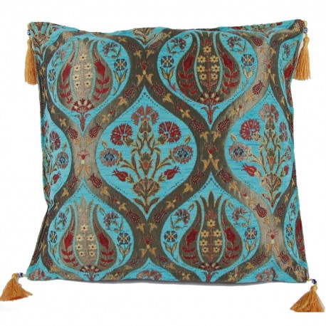 Coussin fleur turquoise Ionia deco boheme