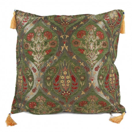 Coussin fleur oriental vert foncé Ionia