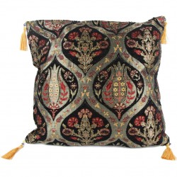 Coussin à fleurs orientales noir Ionia