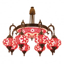 Lustre artisanal rouge en mosaïque Daya