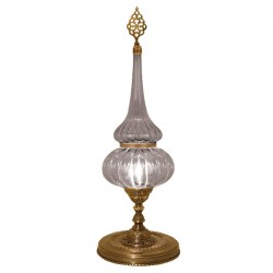 Lampe en verre strié et laiton orientale Roxelane