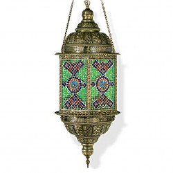 Lustre oriental en mosaique et laiton Alalus