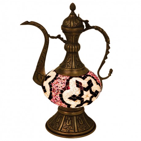 Lampe carafe orientale en mosaique et laiton Caraya