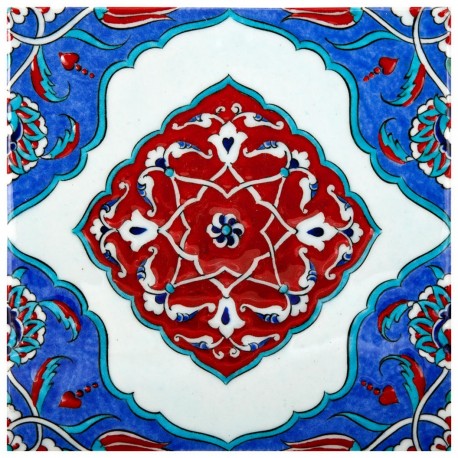 Carreau artisanal d'Iznik Galat 20x20