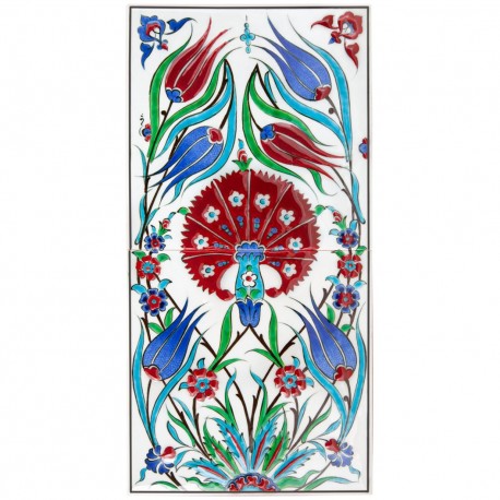 Tableau oriental en faïence décoré de fleur Karanfil 20x40