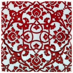 Faïence décorée d'arabesques rouge Zeneshi 20x20