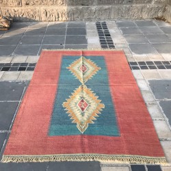 Tapis oriental rouge et bleu d'Anatolie S02