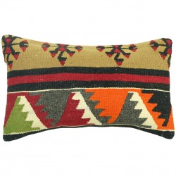 Coussin ethnique en laine kilim Lumbar C030