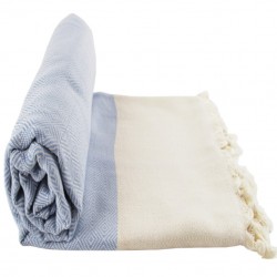 Plaid cocooning bleu ciel en coton Marisys