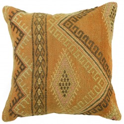 Coussin décoratif orange en kilim oriental Kolon C057