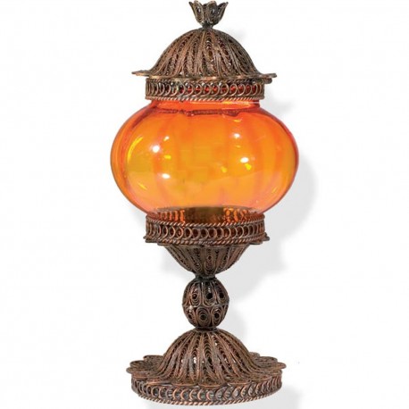 Lampe filigranne de chevet orange Shiri