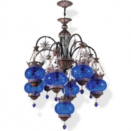 Lustre exotique bleu déco Askich