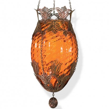 Lampe oeuf artisanale orange Aribal