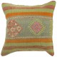 Coussin déco artisanal au design ethnique pastel Kolon C024