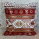 Coussin décoratif Kapadokia blanc et rouge, décor oriental motifs kilim