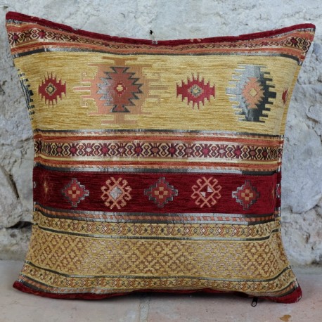 Coussin ethnique Bythinia rouge et jaune