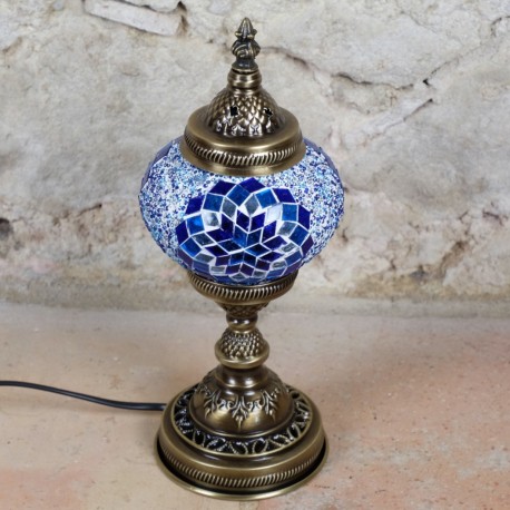Lampe orientale en mosaïque bleue Isnun