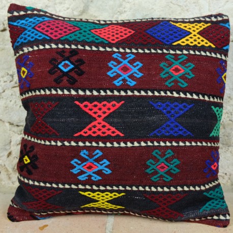 Grand coussin kilim au décor ethnique Ilbar E005