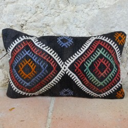 Coussin kilim ethnique traditionnel Lumbar E020