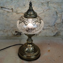 Lampe de chevet orientale Erra en verre craquelé et couleur laiton 