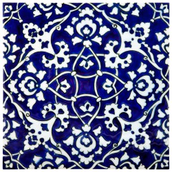 Faïence décorée d'arabesques bleues Zeneshi 20x20