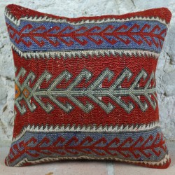 Coussin vintage en kilim Kolon E020, travail artisanal