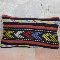 Coussin bohème en kilim turc anatolien Lumbar D033