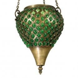 Lampe en laiton et verre soufflé Sinbad vert, style oriental